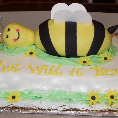 Gender Reveal Cake Bee Was Rice Krispy Treat Gender Reveal Cake Bee Was Rice Krispy Treat