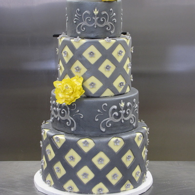Grey And Yellow Diamond Cake Grey And Yellow Diamond Cake