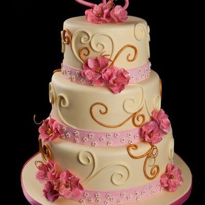 Pink And Yellow Wedding Cake