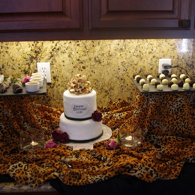 Dessert Bar Featuring Cake With Leopard Print Bow Dessert Bar Featuring Cake With Leopard Print Bow