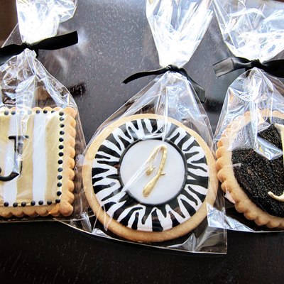 Along With A Sculpted Puppy Cake Jubilees Mom Requested Monogrammed Cookies With A Glamorous And Glitzy Motif For Her Mini Fashionistas S on Cake Central