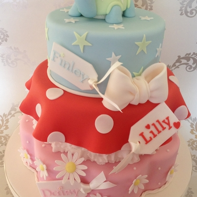 Triple Christening Cake