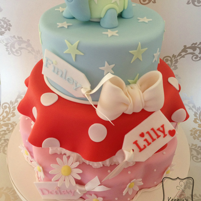 Triple Christening Cake