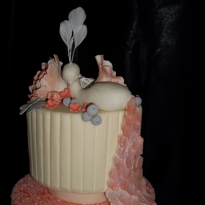 Coral And Grey Wedding Cake Coral And Grey Wedding Cake