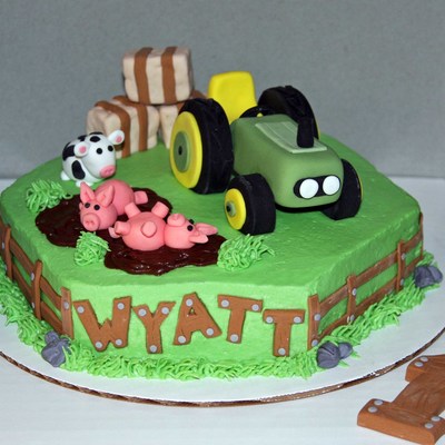 Tractor Birthday Cake For A One Year Old Decorations Are Made Out Of Fondant And Gum Paste Frosting Is Butter Cream I Got This Idea Fr Tractor Birthday Cake For A One Year Old Decorations Are Made Out Of Fondant And Gum Paste Frosting Is Butter Cream I Got This Idea Fr