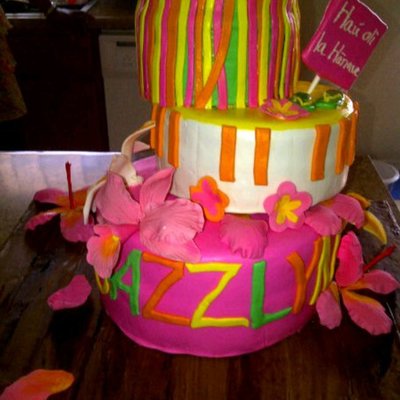Hawaiian Luau/piano Birthday Cake Hawaiian Luau/piano Birthday Cake