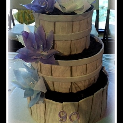 Wafer Paper Flowers On Wooden Basket Cakes on Cake Central