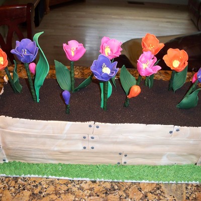 Wooden Flower Box Cake Wooden Flower Box Cake