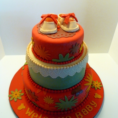 Retro Flower Baby Shower Cake Retro Flower Baby Shower Cake
