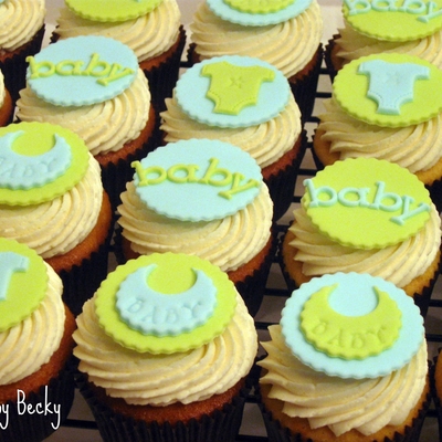 Green & Blue Baby Shower Cupcakes on Cake Central