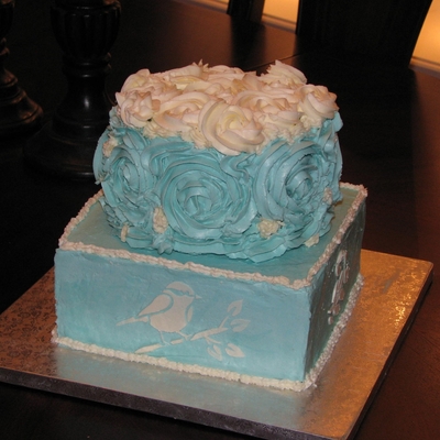 Buttercream Rose And Stencil Cake on Cake Central