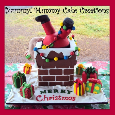 Oh No!!! Santa's Stuck In The Chimney - Christmas Cake Oh No!!! Santa's Stuck In The Chimney - Christmas Cake