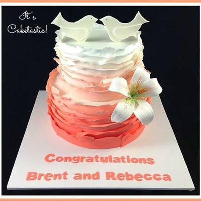 Peach Ombre Frill Engagement Cake Peach Ombre Frill Engagement Cake