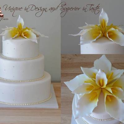 An Elegant 3 Tier Ivory Wedding Cake Featuring Hand Crafted Calla Lilies This Design Was Presented To Me By The Bride And Groom And Was Ins... An Elegant 3 Tier Ivory Wedding Cake Featuring Hand Crafted Calla Lilies This Design Was Presented To Me By The Bride And Groom And Was Ins...