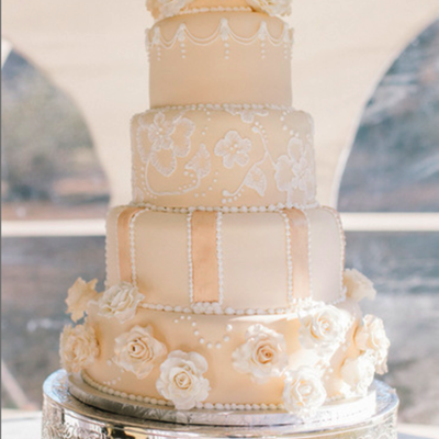 Ivory Wedding Cake With Roses Ivory Wedding Cake With Roses