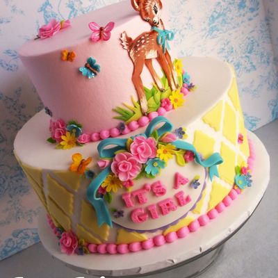 6 And 10 Iced In Buttercream With Mmf Decorations The Fawn Was Made With Thinly Rolled Fondant That Was Hand Cut Layered And Painted Wi 6 And 10 Iced In Buttercream With Mmf Decorations The Fawn Was Made With Thinly Rolled Fondant That Was Hand Cut Layered And Painted Wi