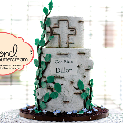 Birch Bark Christening Cake