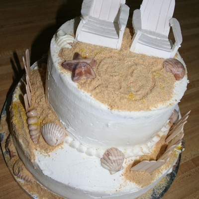 Beach Bridal Shower Cake Adirondack Chairs And Shells