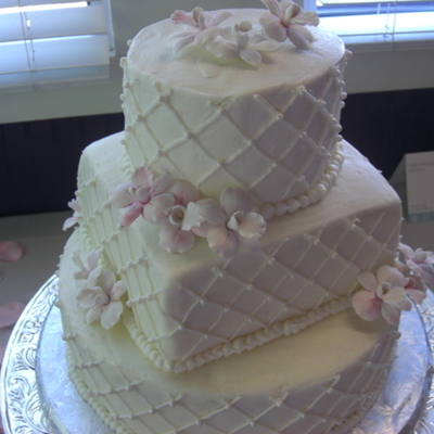 3 Tier Orchid And Buttercream Wedding Cake on Cake Central