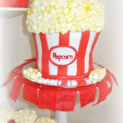 Popcorn Themed Cake And Cupcakes All Edible Fondant And Marshmallows As Decorations Popcorn Themed Cake And Cupcakes All Edible Fondant And Marshmallows As Decorations