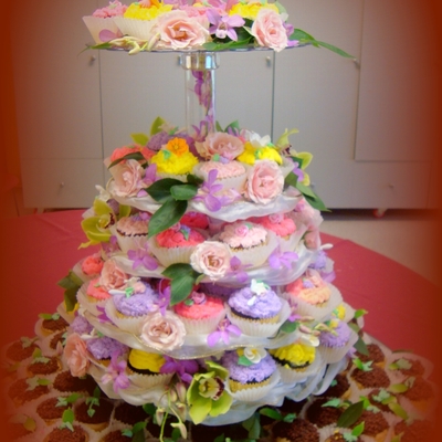 Cupcake Wedding Cake-5 Tier- Outdoor Wedding/garden Party Cupcake Wedding Cake-5 Tier- Outdoor Wedding/garden Party