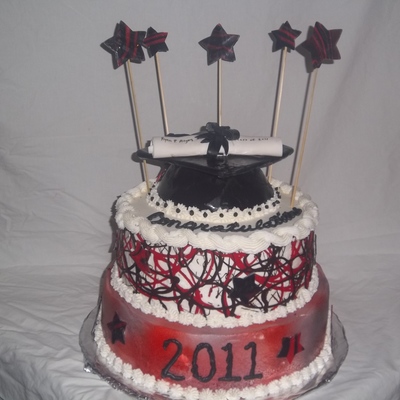 Red And Black Graduation Cake Red And Black Graduation Cake