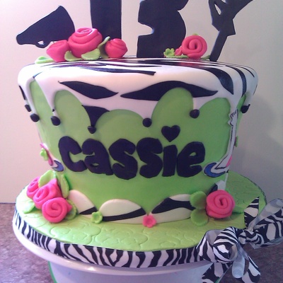 Zebra And Lime Green on Cake Central