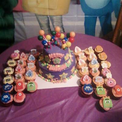 Barneyyo Gabba Gabba Birthday Cake And Cupcakesbottom Of Cake Is Vanilla With Vanilla Pudding Top Tier Is Chocolate With Chocolate Moo Barneyyo Gabba Gabba Birthday Cake And Cupcakesbottom Of Cake Is Vanilla With Vanilla Pudding Top Tier Is Chocolate With Chocolate Moo