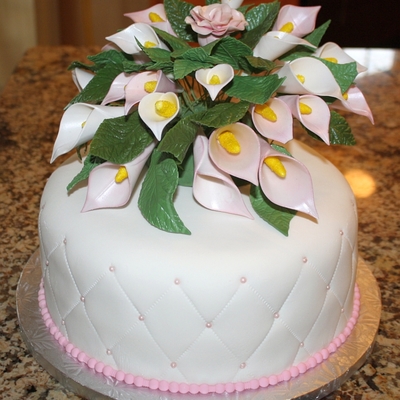 Birthday Cake With Gum Paste Calla Lily Spray Birthday Cake With Gum Paste Calla Lily Spray
