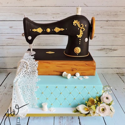This Is Remake Of A Cake I Did Last Month That I Was Unable To Take Photos At The Time But I So Love The Look Of The Antique Sewing Machine... This Is Remake Of A Cake I Did Last Month That I Was Unable To Take Photos At The Time But I So Love The Look Of The Antique Sewing Machine...