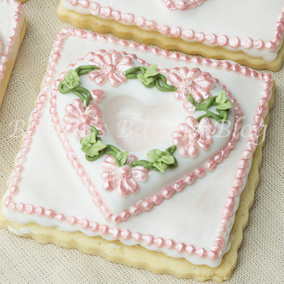 Royal Icing Pressure Scratched Piped Primrose Garden Tufted Heart On A Sugar Cookie on Cake Central