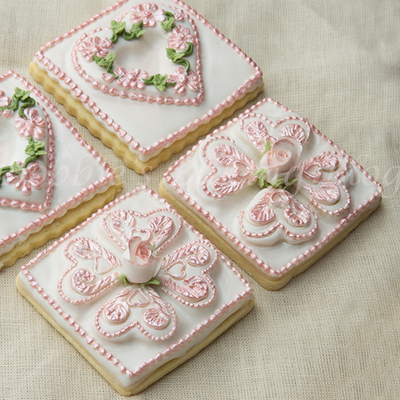 Brush Embroidery And Pressure Piping On A Tufted Heart Sugar Cookie on Cake Central