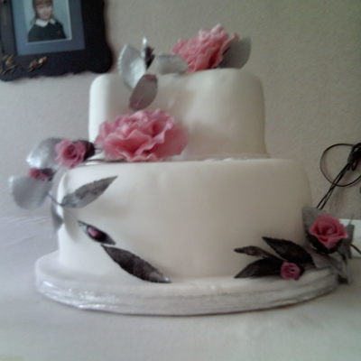 Two Tier Silver Wedding Cake