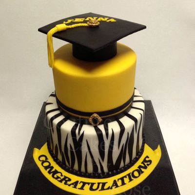 A Graduation Cake I Made For A Young Lady Who Graduated From High School Back In April 2013 The Zebra Stripes On The Bottom Tier Was All F... A Graduation Cake I Made For A Young Lady Who Graduated From High School Back In April 2013 The Zebra Stripes On The Bottom Tier Was All F...