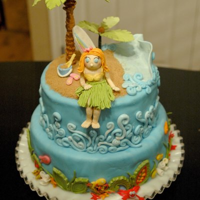 Tropical Hula Girl Ocean Birthday Cake Tropical Hula Girl Ocean Birthday Cake