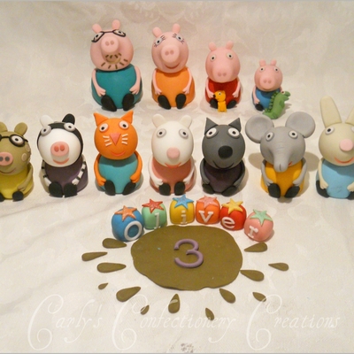 Edible Handcrafted Peppa Pig + Family + Friends Cake Toppers Edible Handcrafted Peppa Pig + Family + Friends Cake Toppers