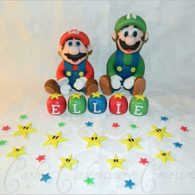 Edible Handcrafted Mario + Luigi Cake Toppers Edible Handcrafted Mario + Luigi Cake Toppers