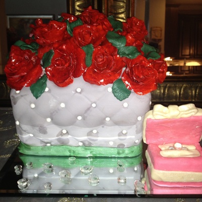 Ben And Allie Are Engaged Devils Food Cake With Dark Chocolate Ganache And Marshmallow Frosting Mmf Quilting And Gumpaste Roses Ring Box Ben And Allie Are Engaged Devils Food Cake With Dark Chocolate Ganache And Marshmallow Frosting Mmf Quilting And Gumpaste Roses Ring Box