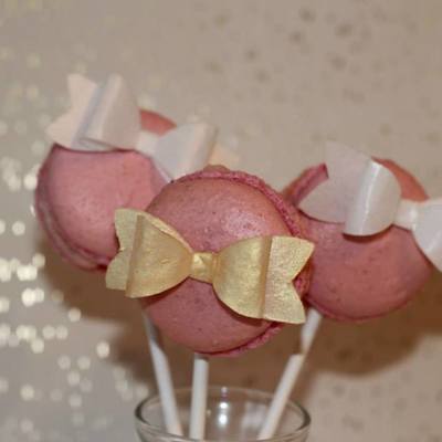 Strawberry French Macaron's With Wafer Paper Bows!