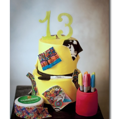 Birthday Cake For A 13 Year Old That Loves To Draw With Sharpies And Make Things With Duck Tape All Buttercream With Edible Images Duck Ta... Birthday Cake For A 13 Year Old That Loves To Draw With Sharpies And Make Things With Duck Tape All Buttercream With Edible Images Duck Ta...