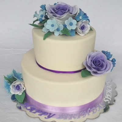 Purple Ombre Rose Cake Todays Cake Is A Birthday Cake For A 9 Year Old Girl She Got To Help Design It She Wanted Roses Because Her Midd