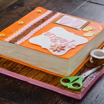 A Baby Shower Cake For A Friend Who Is Having Twin Girls She Loves To Scrapbook The Book Is Cover Is Modeling Chocolate The Pages Are F A Baby Shower Cake For A Friend Who Is Having Twin Girls She Loves To Scrapbook The Book Is Cover Is Modeling Chocolate The Pages Are F