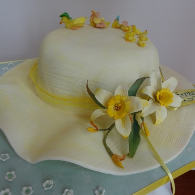 Easter Bonnet With Cold Porcelain Daffodils Easter Bonnet With Cold Porcelain Daffodils