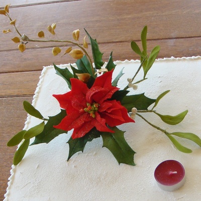 Sugarpaste Poinsettia Mahonia And Mistletoe Made In A Workshop Run By Claire Webb Last Year At Solihull First Time I Had Made Wired Flo Sugarpaste Poinsettia Mahonia And Mistletoe Made In A Workshop Run By Claire Webb Last Year At Solihull First Time I Had Made Wired Flo