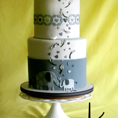 Elephant Themed Baby Shower Cake Two Double Barrel Tiers With Varying Shades Of Gray To Match The Babys Nursery The Cake Inside Is Altern Elephant Themed Baby Shower Cake Two Double Barrel Tiers With Varying Shades Of Gray To Match The Babys Nursery The Cake Inside Is Altern
