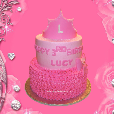 Buttercream Princess Birthday Cake With Fondant Crown Buttercream Ruffles And Fondant Bow on Cake Central