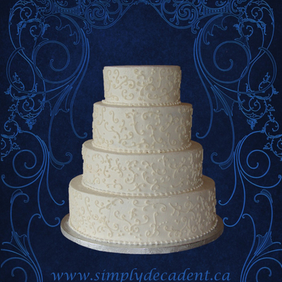 4 Tier Buttercream Wedding Cake With Buttercream Scrolling on Cake Central