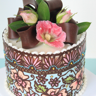 Piped Chocolate Cake Wrap Piped Chocolate Cake Wrap