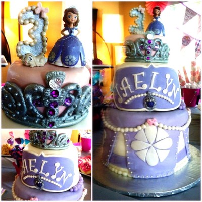 Princess Sofia Cake For My 3 Year Old Grand Daughter 4 Layer 8 3 Layer 6 And I Created A Topper To Keep Out Of Styrofoam Covered With P Princess Sofia Cake For My 3 Year Old Grand Daughter 4 Layer 8 3 Layer 6 And I Created A Topper To Keep Out Of Styrofoam Covered With P