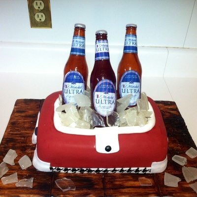 My Very First Fondant Cake An Ice Chest Cake For My Boyfriend Absolutely Everything Is Edible I Made The Last Bottle Too Dark Compared To My Very First Fondant Cake An Ice Chest Cake For My Boyfriend Absolutely Everything Is Edible I Made The Last Bottle Too Dark Compared To